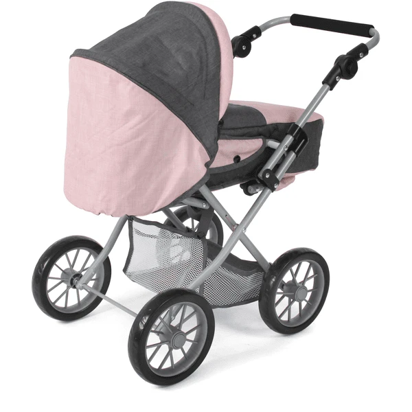 BAYER CHIC 2000 Combi Poppenwagen LENI Melange Antraciet-roze 5 BAYER CHIC 2000 Combi Poppenwagen LENI Melange Antraciet-roze - Afbeelding 3