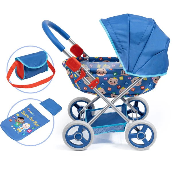 Bayer Design Cosy Cocomelon Poppenwagen, Blauw 4 Bayer Design Cosy Cocomelon Poppenwagen, Blauw - Afbeelding 2