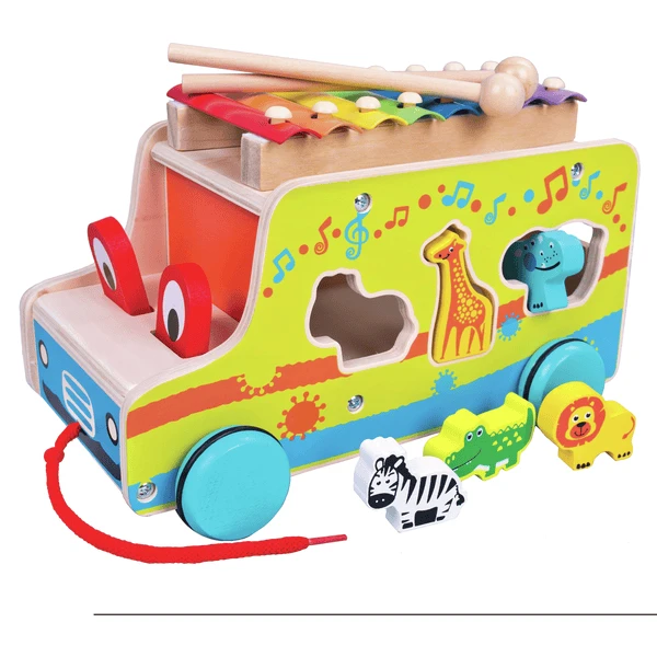 Bino Houten Plug-in Auto Met Xylofoon 4 Bino Houten Plug-in Auto Met Xylofoon - Afbeelding 2