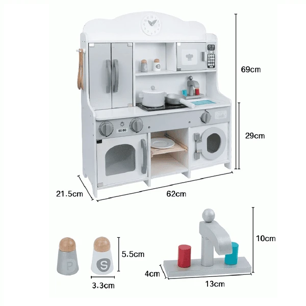 Bino Kinderkeuken Met Wasmachine En Toebehoren, Wit 4 Bino Kinderkeuken Met Wasmachine En Toebehoren, Wit - Afbeelding 2