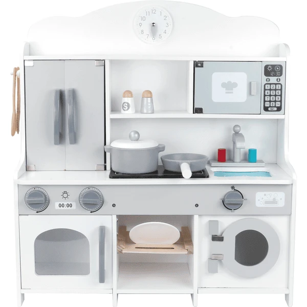 Bino Kinderkeuken Met Wasmachine En Toebehoren, Wit 3 Bino Kinderkeuken Met Wasmachine En Toebehoren, Wit