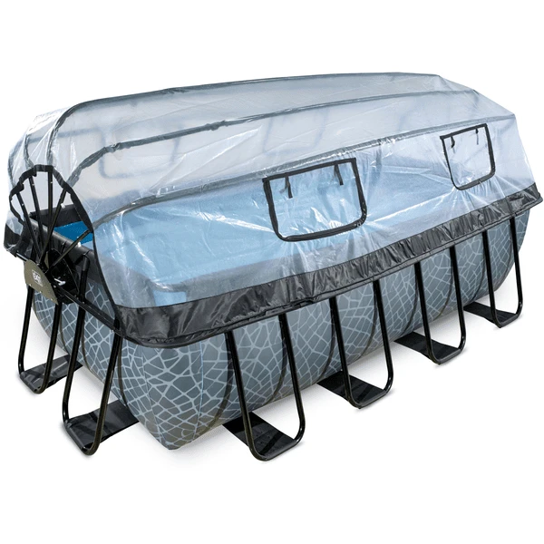 EXIT TOYS EXIT Frame Pool 4x2x1,22m (12v Sand Filter) - Grijs + Zonnedak 3 EXIT TOYS EXIT Frame Pool 4x2x1,22m (12v Sand Filter) - Grijs + Zonnedak