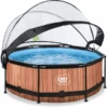 EXIT TOYS EXIT Frame Pool ø244x76cm (12v Cartridge Filterpomp) - Houten Look & Zonneda -Pink or blue exit frame pool o244x76cm 12v cartridge filterpomp houten look amp zonneda a305796