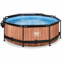 EXIT TOYS EXIT Frame Pool ø244x76cm (12v Cartridge Filterpomp) - Houten Look & Zonneda -Pink or blue exit frame pool o244x76cm 12v cartridge filterpomp houten look amp zonneda a305796 2