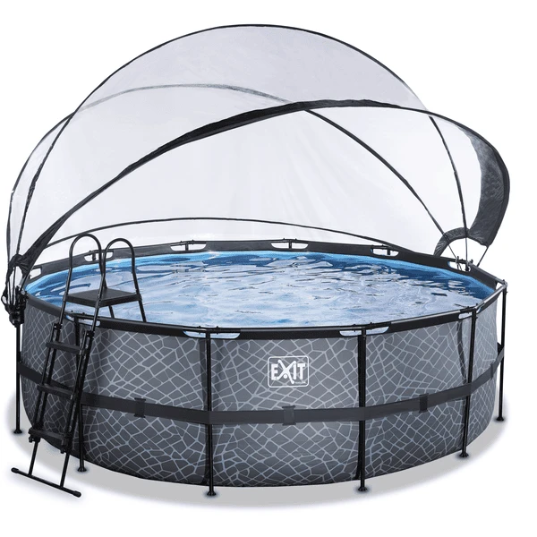 EXIT TOYS EXIT Frame Pool ø427x122cm (12v Sand Filter) - Grijs + Zonnedak 4 EXIT TOYS EXIT Frame Pool ø427x122cm (12v Sand Filter) - Grijs + Zonnedak - Afbeelding 2
