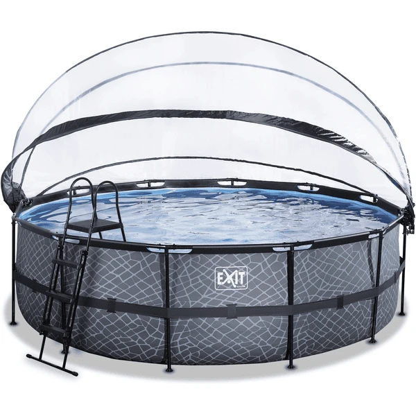 EXIT TOYS EXIT Frame Pool ø488x122cm (12v Sand Filter) - Grijs + Zonnedak + Warmtepomp 4 EXIT TOYS EXIT Frame Pool ø488x122cm (12v Sand Filter) - Grijs + Zonnedak + Warmtepomp - Afbeelding 2