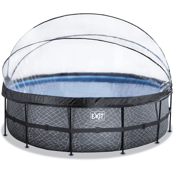 EXIT TOYS EXIT Frame Pool ø488x122cm (12v Sand Filter) - Grijs + Zonnedak + Warmtepomp 3 EXIT TOYS EXIT Frame Pool ø488x122cm (12v Sand Filter) - Grijs + Zonnedak + Warmtepomp