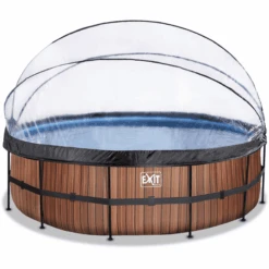EXIT TOYS EXIT Frame Pool ø488x122cm (12v Sand Filter) - Houtoptiek + Zonnedak + Warmtepom