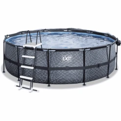 EXIT TOYS EXIT Stone Zwembad ø450x122cm Met Afdekking En Sand Filterpomp, Grijs -Pink or blue exit stone zwembad o450x122cm met afdekking en sand filterpomp grijs a294627 2