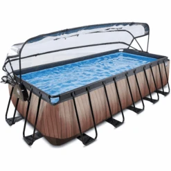 EXIT TOYS EXIT Wood Pool 540x250x122cm Met Afdekking En Sand Filterpomp, Bruin