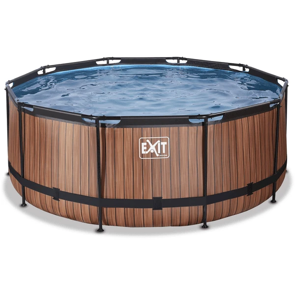 EXIT TOYS EXIT Wood Pool ø360x122cm Met Filterpomp, Bruin 4 EXIT TOYS EXIT Wood Pool ø360x122cm Met Filterpomp, Bruin - Afbeelding 2
