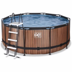 EXIT TOYS EXIT Wood Pool ø360x122cm Met Filterpomp, Bruin