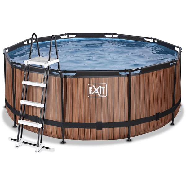 EXIT TOYS EXIT Wood Pool ø360x122cm Met Filterpomp, Bruin 3 EXIT TOYS EXIT Wood Pool ø360x122cm Met Filterpomp, Bruin