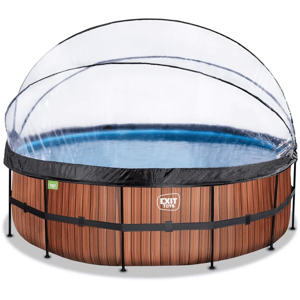 EXIT TOYS EXIT Wood Pool ø450x122cm Met Afdekking, Sand Filter En Warmtepomp, Bruin 4 EXIT TOYS EXIT Wood Pool ø450x122cm Met Afdekking, Sand Filter En Warmtepomp, Bruin - Afbeelding 2