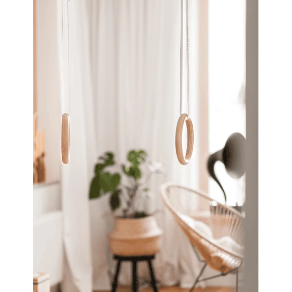 Fitwood ULPU Turnringen, Berken Wit Gewaxt - Witte Bandjes 5 Fitwood ULPU Turnringen, Berken Wit Gewaxt - Witte Bandjes - Afbeelding 3