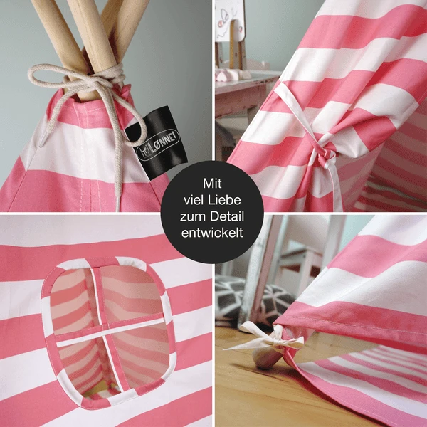 Hej Loenne Kindertent, Roze-wit 7 Hej Loenne Kindertent, Roze-wit - Afbeelding 5