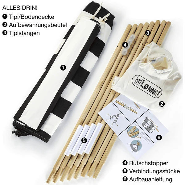 Hej Loenne Kindertent, Zwart En Wit 6 Hej Loenne Kindertent, Zwart En Wit - Afbeelding 4