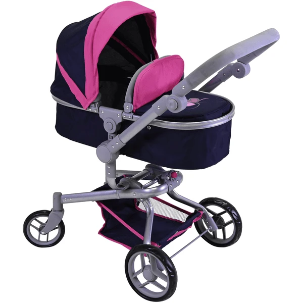 Knorr® Speelgoed Poppenwagen Boonk Flying Heart S Navy/roze 3 Knorr® Speelgoed Poppenwagen Boonk Flying Heart S Navy/roze