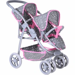 Knorr® Toys Milo Tweeling Poppenwagen - Ster Grijs -Pink or blue knorr toys milo tweeling poppenwagen ster grijs a363069 2