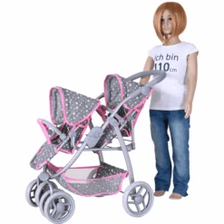 Knorr® Toys Milo Tweeling Poppenwagen - Ster Grijs -Pink or blue knorr toys milo tweeling poppenwagen ster grijs a363069 3