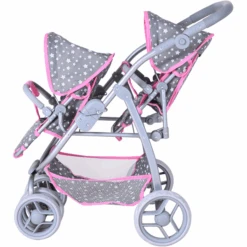 Knorr® Toys Milo Tweeling Poppenwagen - Ster Grijs -Pink or blue knorr toys milo tweeling poppenwagen ster grijs a363069 4