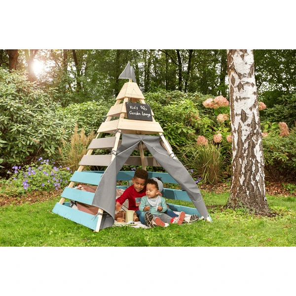 MUDDY BUDDY Speeltent Tipi Voor Buiten "Dreamer" Naturel-warm Grijs-petrol Blauw 6 MUDDY BUDDY Speeltent Tipi Voor Buiten "Dreamer" Naturel-warm Grijs-petrol Blauw - Afbeelding 4