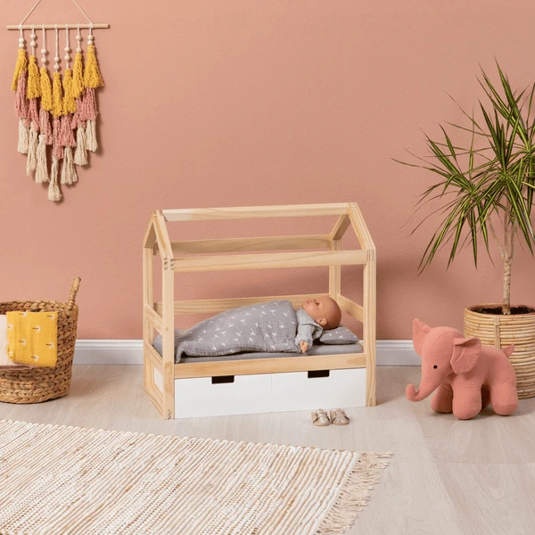 MUSTERKIND ® Poppenhuis Bed Viola Naturel/wit 4 MUSTERKIND ® Poppenhuis Bed Viola Naturel/wit - Afbeelding 2