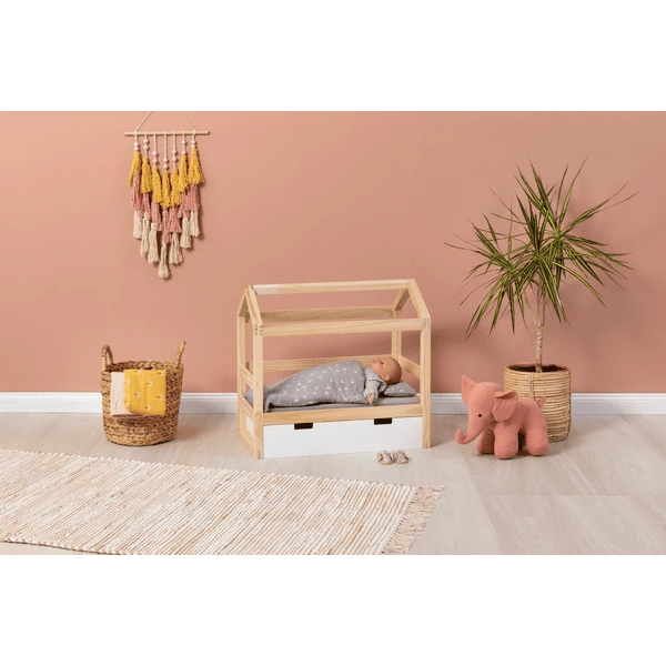 MUSTERKIND ® Poppenhuis Bed Viola Naturel/wit 6 MUSTERKIND ® Poppenhuis Bed Viola Naturel/wit - Afbeelding 4