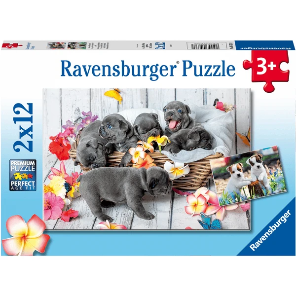 Ravensburger Puzzel 2x12 Stukjes - Kleine Haarballen 3 Ravensburger Puzzel 2x12 Stukjes - Kleine Haarballen