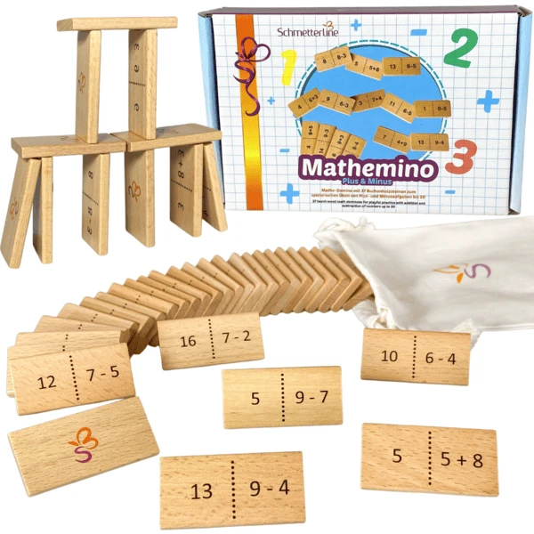Schmetterline Houten Dominostenen Voor Wiskunde - MATHEMINO (PLUS/MINUS) 6 Schmetterline Houten Dominostenen Voor Wiskunde - MATHEMINO (PLUS/MINUS) - Afbeelding 4