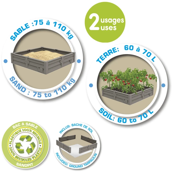 Smoby 2-in-1 Square Garden Zandbak En Plantenbed 7 Smoby 2-in-1 Square Garden Zandbak En Plantenbed - Afbeelding 5