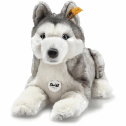 Steiff Husky Bernie Grijs/wit Liggend, 33 Cm
